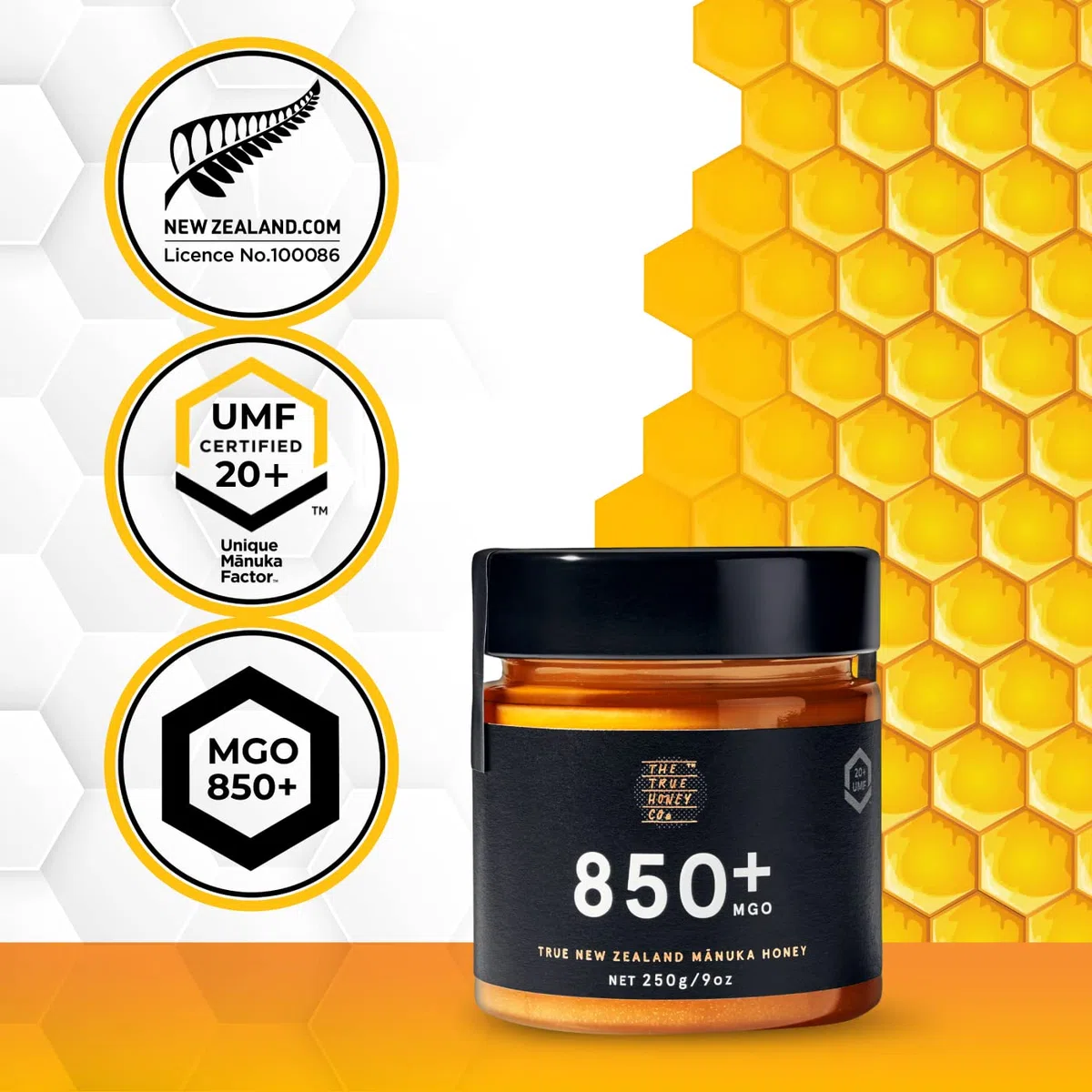 The True Honey Co. Manuka Miele MGO 850+ (UMF 20+) - 250 g - certificato UMF