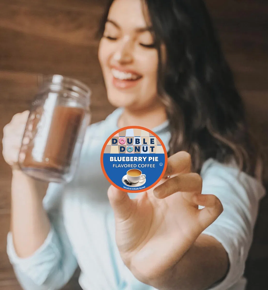 Double Donut Coffee Double Donut, caffè al mirtillo in cialde monodose, caffè aromatizzato per Keurig K Cups Coffee Brewer, da 80 tazze