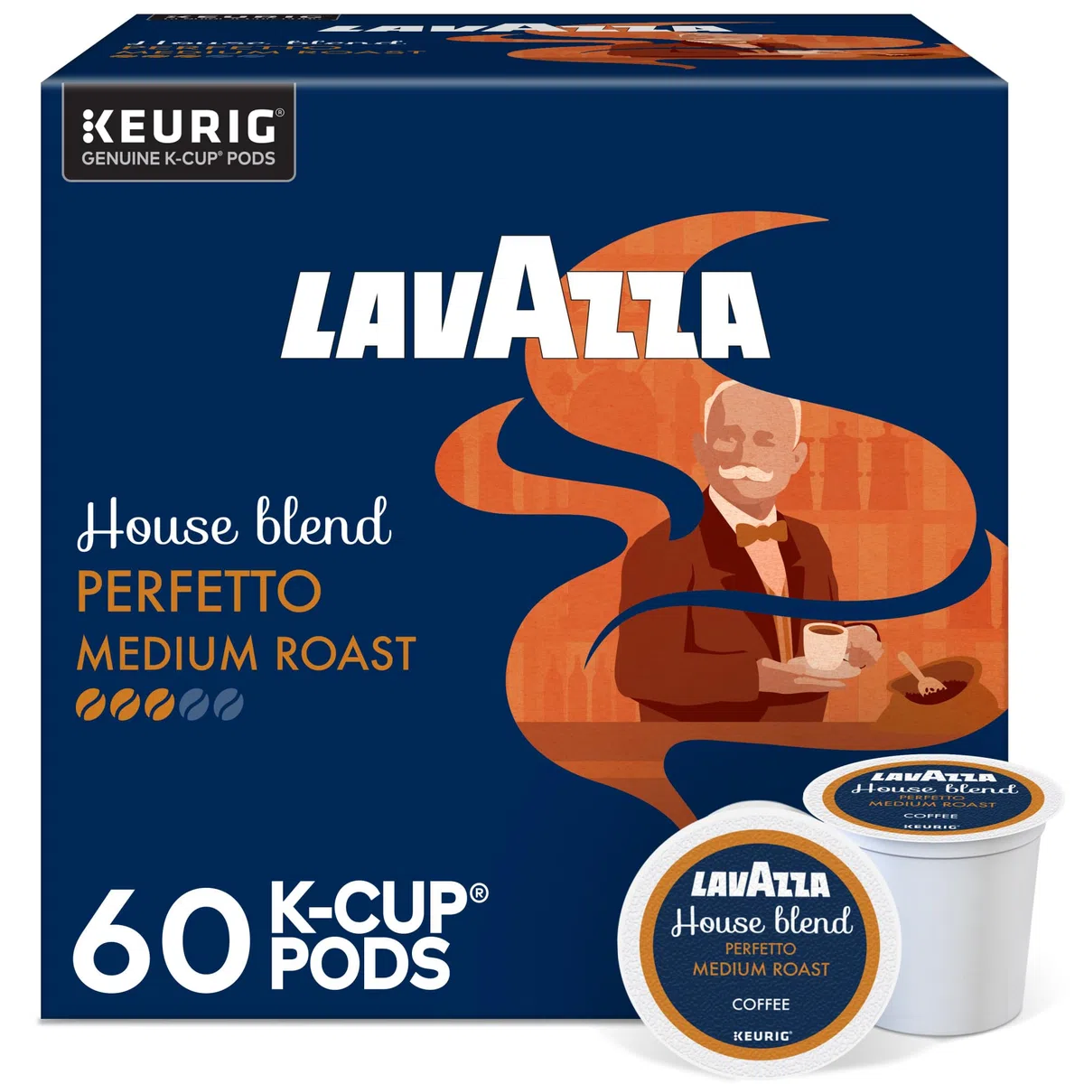 Lavazza Perfetto - Cialde da caffè monodose per Keurig Brewer Perfetto, tostatura scura e vellutata, scatole da 10 pezzi (confezione da 6) Corposo con sapore audace e scuro e note di caramello, 100%