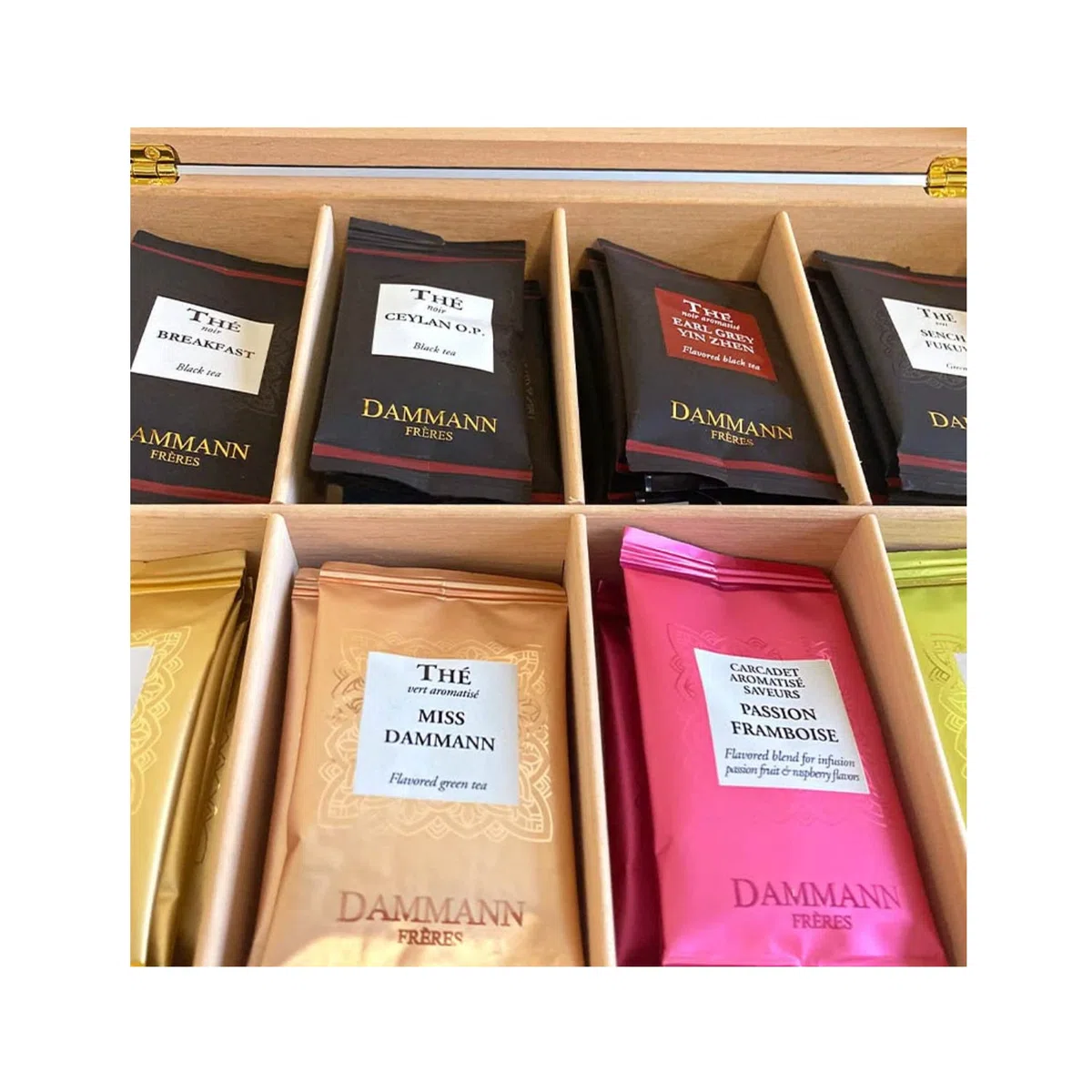 Dammann Frères Cofanetto Tè & Tisane in Legno - Scatola Regalo con 12 Sapori - 72 Bustine Tè Assortiti - 136.8 Gr