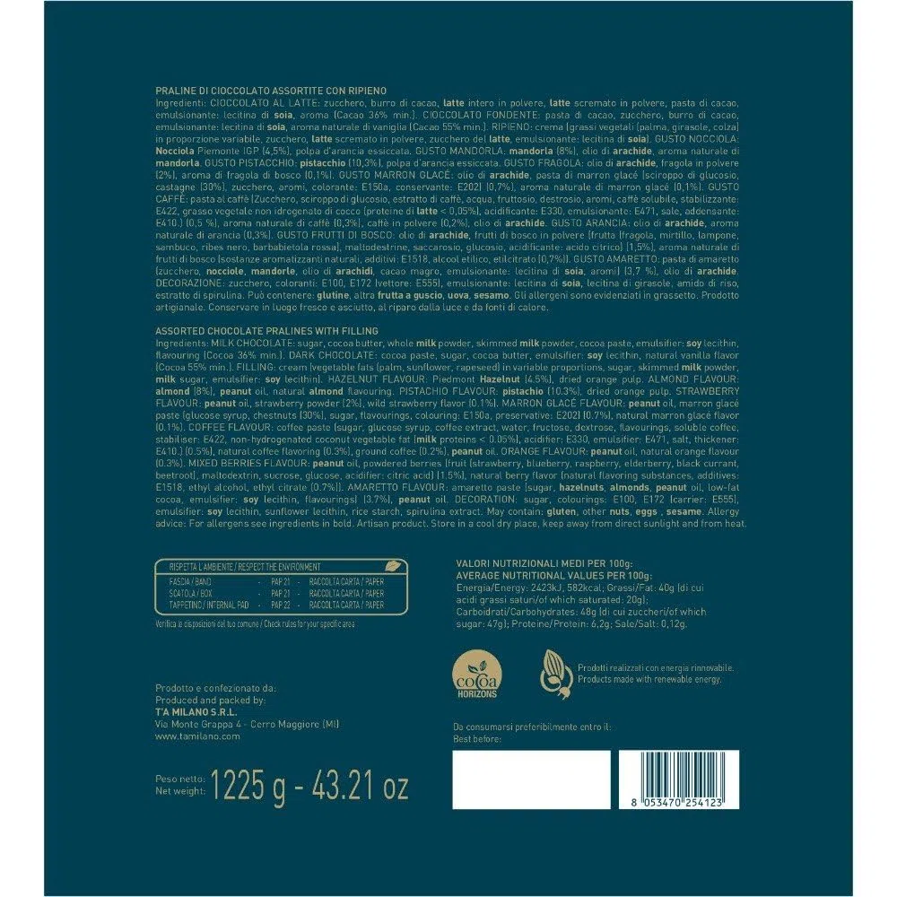 T'a Milano Confezione Trionfale di cioccolatini Artigianali - 144 praline