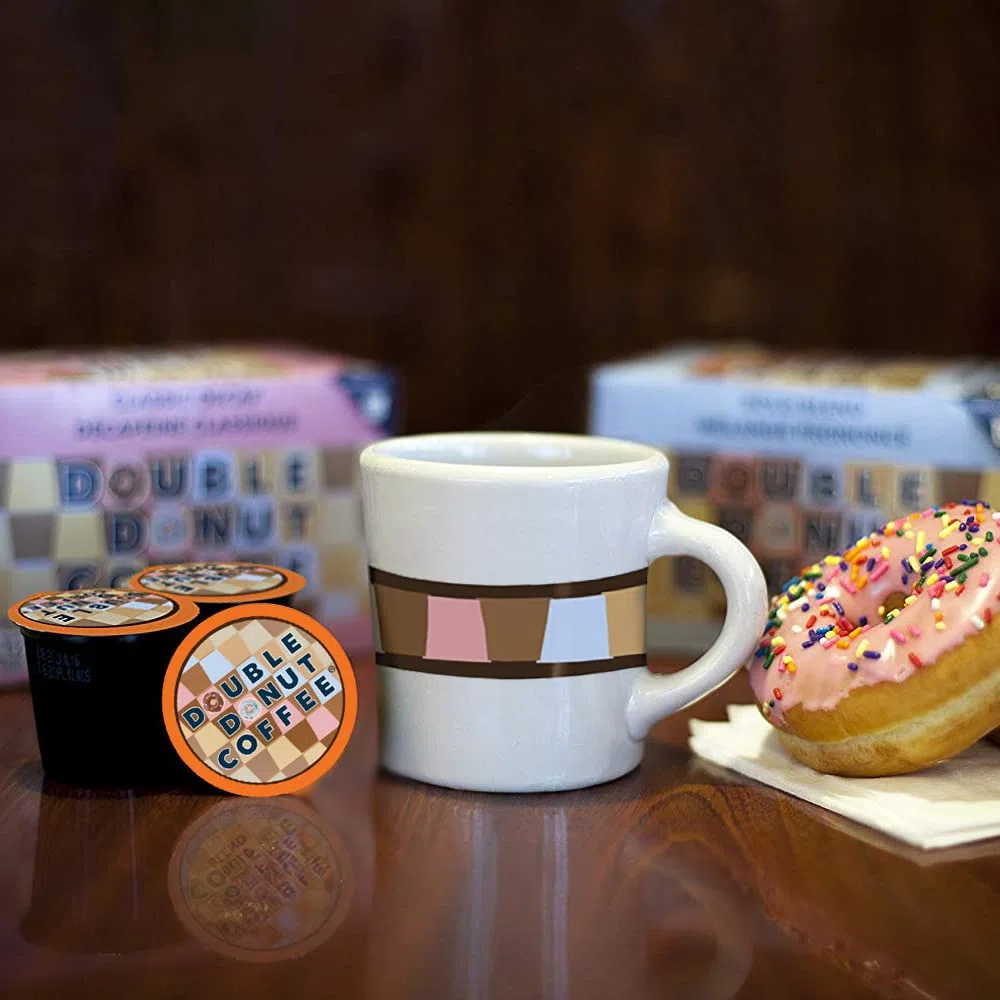 Double Donut Coffee Double Donut, caffè al mirtillo in cialde monodose, caffè aromatizzato per Keurig K Cups Coffee Brewer, da 80 tazze