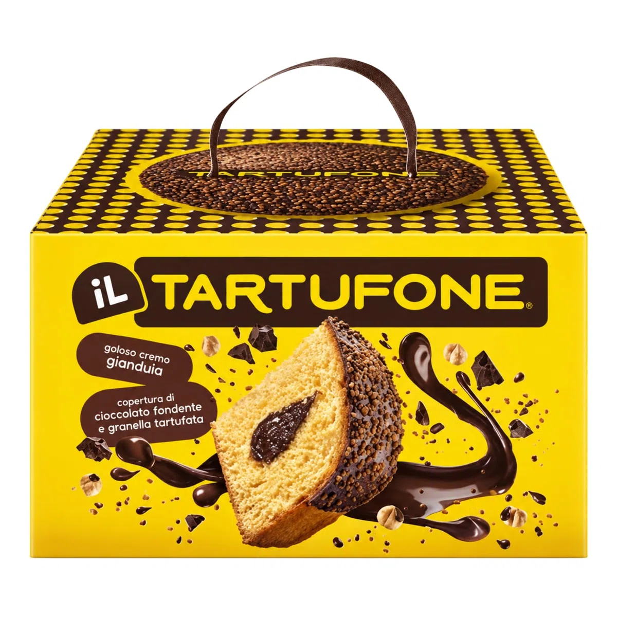 Motta Il Tartufone 750 g, Dolce Lievitato con Crema Gianduia, Copertura di Cioccolato Fondente e Granella – Variazioni 4/8/12 Pezzi (12 PEZZI)