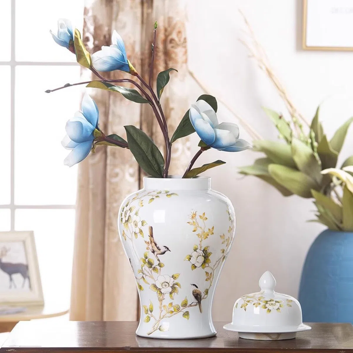 Vaso porcellana stile Chinoiserie decorazioni floreali, perfetto come vaso