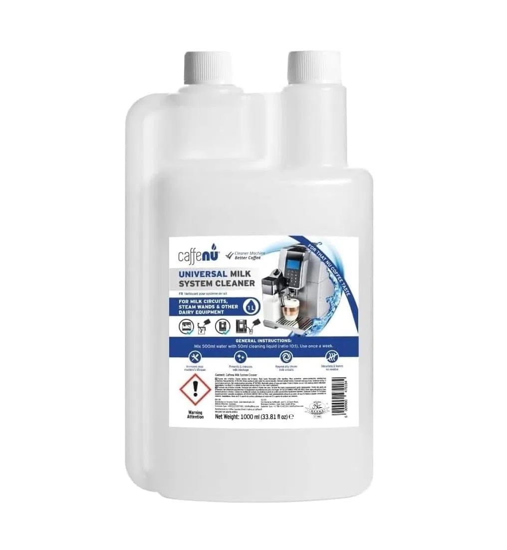 Detergente per montalatte, 1000 ml, alcalino, per la pulizia del caffè, macchina per caffè espresso e accessori per barista, fino a 32 pulite.